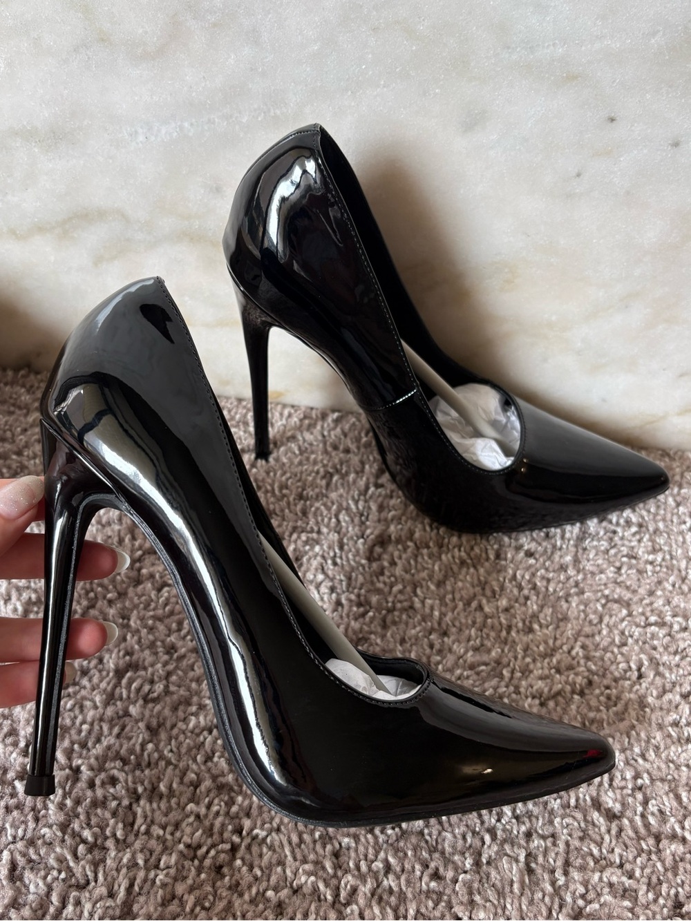 Patent Black Pointed Stiletto Pumps - Elisabet Tang - Picture 6 of 7